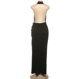 Women's Deep V Neck High Slit Backless Maxi Dress for Summer
