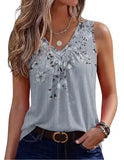 Fashionable Floral Print V-Neck Tank Top Women's Summer Shirt