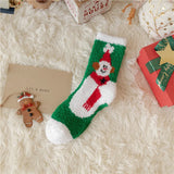 Christmas coral fleece warm and thick winter socks snowman floor socks