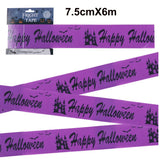 Orange Halloween Caution Tape  Black Skull Haunted House Warning Decor