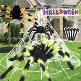 Huge Black Plush Spider Halloween Props (50-200cm Decor for Party Web)