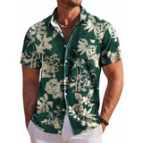 Men's Short-Sleeve Shirt Botanical Flower Print Casual Shirt