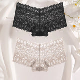 2Pcs Lace Four Shorts Women's Panties Floral Underwear S-XL
