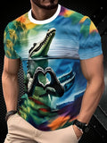 Camouflage-print stretch casual short-sleeved men's T-shirt