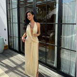 Women's Deep V Neck High Slit Backless Maxi Dress for Summer