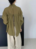 2023 New Autunm loose casual Lyocell shirt,Spring oversize Split back lightweight cardigan jacket Korean street sunscreen shirt