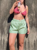 Women’s Y2K Retro Cleanfit Plaid Print Elastic Loungewear Loose Shorts