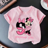 Minnie Mouse Girl Number T-Shirt Pink Birthday Party Clothes