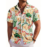 Men's Short-Sleeve Hawaiian Botanical Flower Print Shirt