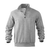 Men’s Stand Collar Half-Zip Sweatshirt – Warm Long Sleeve Pullover