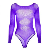 Ticketsx Women’s Black Rhinestone Bodysuit Party Clubwear