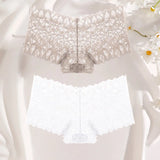 2Pcs Lace Four Shorts Women's Panties Floral Underwear S-XL