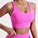 Women's Fitness Sport bra top cross back With chest pad