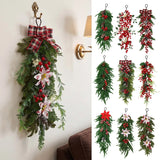 Christmas Greenery Garland with Lily & Red Berries for Mantel Decor