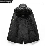Men's Windproof Fleece Warm Detachable Hooded Parka Winter Jacket Solid Zipper Coat 6XL