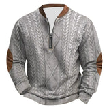Men’s Patchwork Sweatshirt – Stand Collar Long Sleeve Casual Top