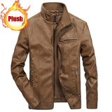 Men Autumn Winter Leather Jacket Coat Men's Retro Stand Collar Motorcycle Warm Fleece PU Leather Jacket for Men Clothes MY497