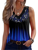Fashionable Floral Print V-Neck Tank Top Women's Summer Shirt