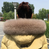 100% Natural Real Fox Fur Collar Fashion Scarves For Ladies Coat Jacket Winter Fur Scarf Black White Shawl