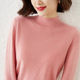 Women's Solid Long-Sleeve Half-high-collar basic warm bottoming shirts/sweater