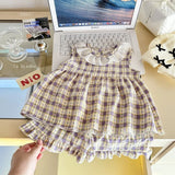 Breathable Toddler Girls Floral Sleeveless Shorts Set 1-4Y