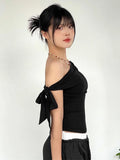 Women Slim Fit Off Shoulder Summer Crop Top T-Shirt