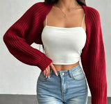 Women's Ribbed Knit Cardigan Sweater Coat Shoulder Wrap