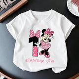 Minnie Mouse Girl Number T-Shirt Pink Birthday Party Clothes