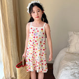 Girls Sleeveless Ruffle Nightdress Kids Pajama Dress