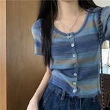 Ice Silk Short Sleeve Open Cardigan Women's Top Rainbow