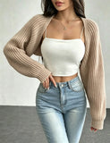 Women's Ribbed Knit Cardigan Sweater Coat Shoulder Wrap