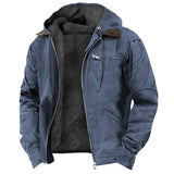 Men's Western Military Zip-Up Long Sleeve Winter Warm Hooded Jacket