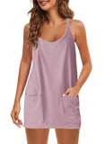 Summer Sleeveless Vest Dress Pocket Sports Short Skirt