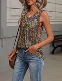 Fashionable Floral Print V-Neck Tank Top Women's Summer Shirt