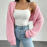 Women's Ribbed Knit Cardigan Sweater Coat Shoulder Wrap
