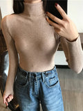 Women’s Ribbed Turtleneck Sweater Long Sleeve Warm Knit