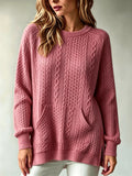 Women's Mock Neck Ruffles Long Sleeve Knitted Bottoming Solid Pullovers Stripe Oversized Casual Sweater