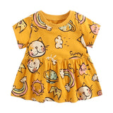 Sanlutoz Kids Girls Cotton Dress Short Sleeve Summer Style