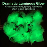 Halloween Glow in Dark Fake Cobwebs, Spider-Stretchy Spooky Web Decor