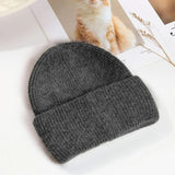Women's Rabbit Fur Winter Hat Warm Beanie Solid Color Cap