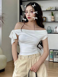Women Slim Fit Off Shoulder Summer Crop Top T-Shirt