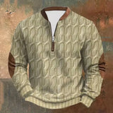 Men’s 3D Printed – Stand Collar Long Sleeve Pullover Sweater