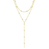 LATS Gold Color Double Layered Long Tassel Chain Necklaces
