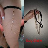 IngeSight.Z Pearl Tassel Thigh Chain Women Adjustable Leg