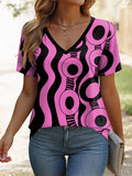 Summer T-Shirts 3D Print Women Fashion V-Neck Short Sleeve
