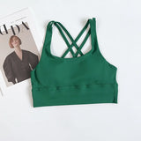 Women's Solid Color Racerback Yoga Sports Bra for Fitness