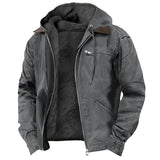 Men's Western Military Zip-Up Long Sleeve Winter Warm Hooded Jacket