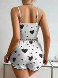 Women's Love Print Pajama Set Soft Tank Top Shorts S-XL