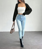Women's Ribbed Knit Cardigan Sweater Coat Shoulder Wrap