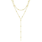 LATS Gold Color Double Layered Long Tassel Chain Necklaces